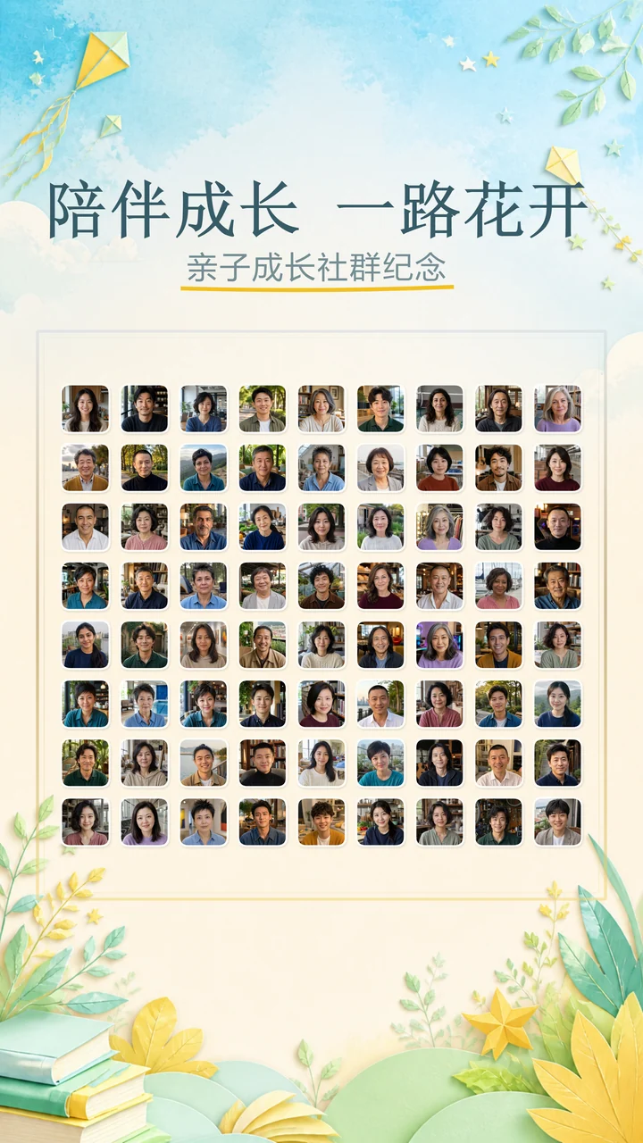 方阵排布亲子成长社群群合影